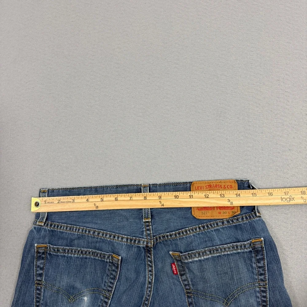 Levis 527 Slim Bootcut Jeans Men's 30x30 Blue Denim Y2K Western Rodeo Distressed
